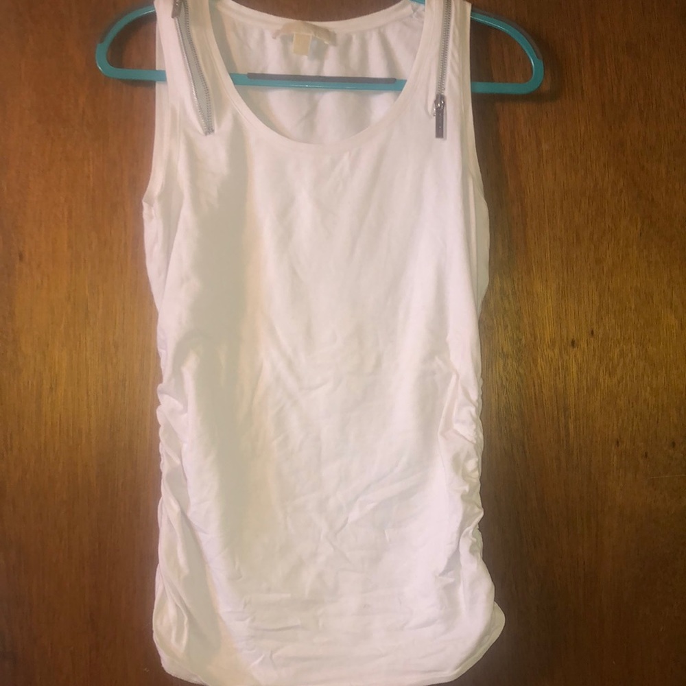 Michael Kors Medium White Zipper Tank Top